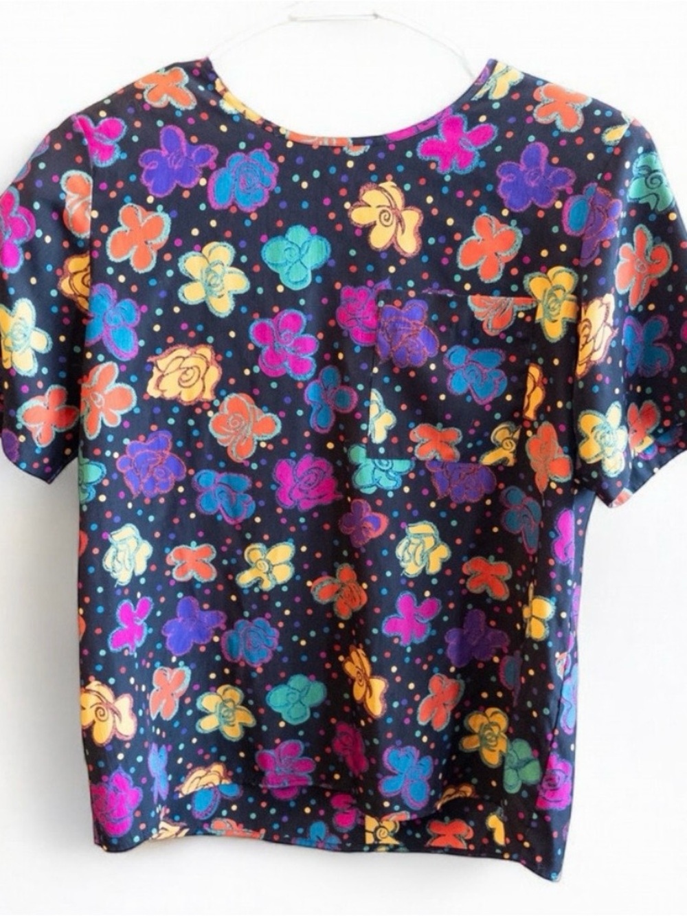 Worthington Vintage Black Floral Blouse Womens 8P Medium